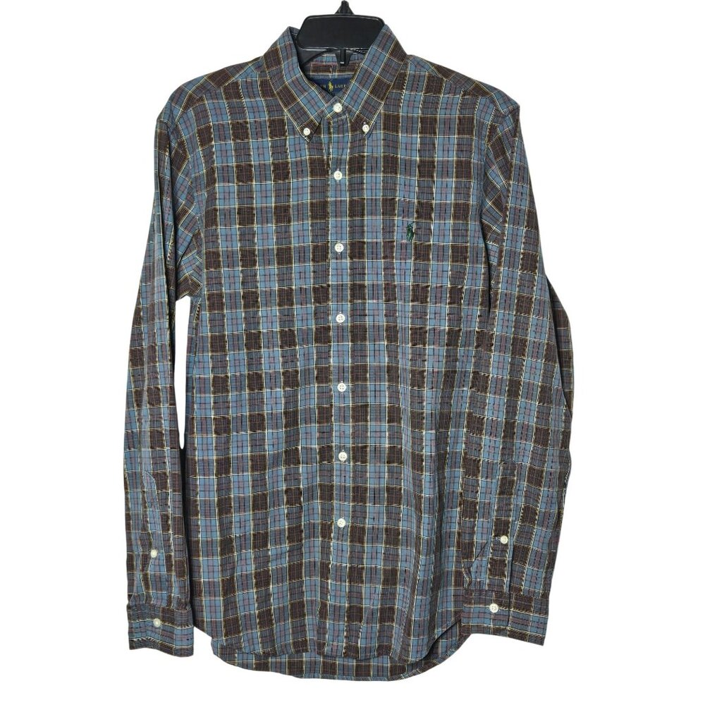 Ralph Lauren Mens Plaid Button-Down‎ Shirt Size Medium Preppy Career Business